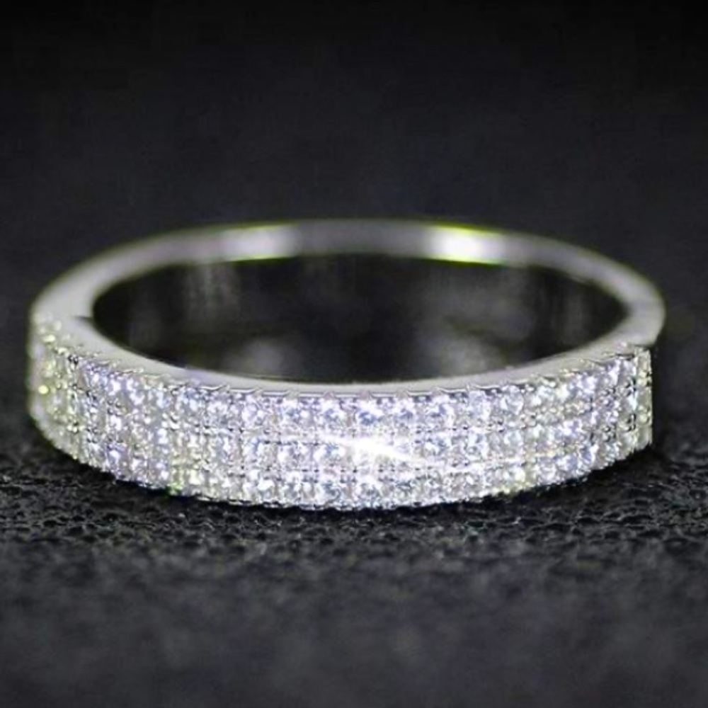 Sterling silver eternity wedding band ring - Picture 4 of 8